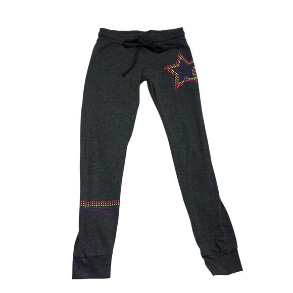 Lauren Moshi Cozy Grey Colorful Star Stripe Sweatpants Joggers Size XS - Picture 3 of 5